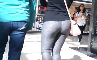 College Teen Tight Jiggly Ass in Grey Spandex